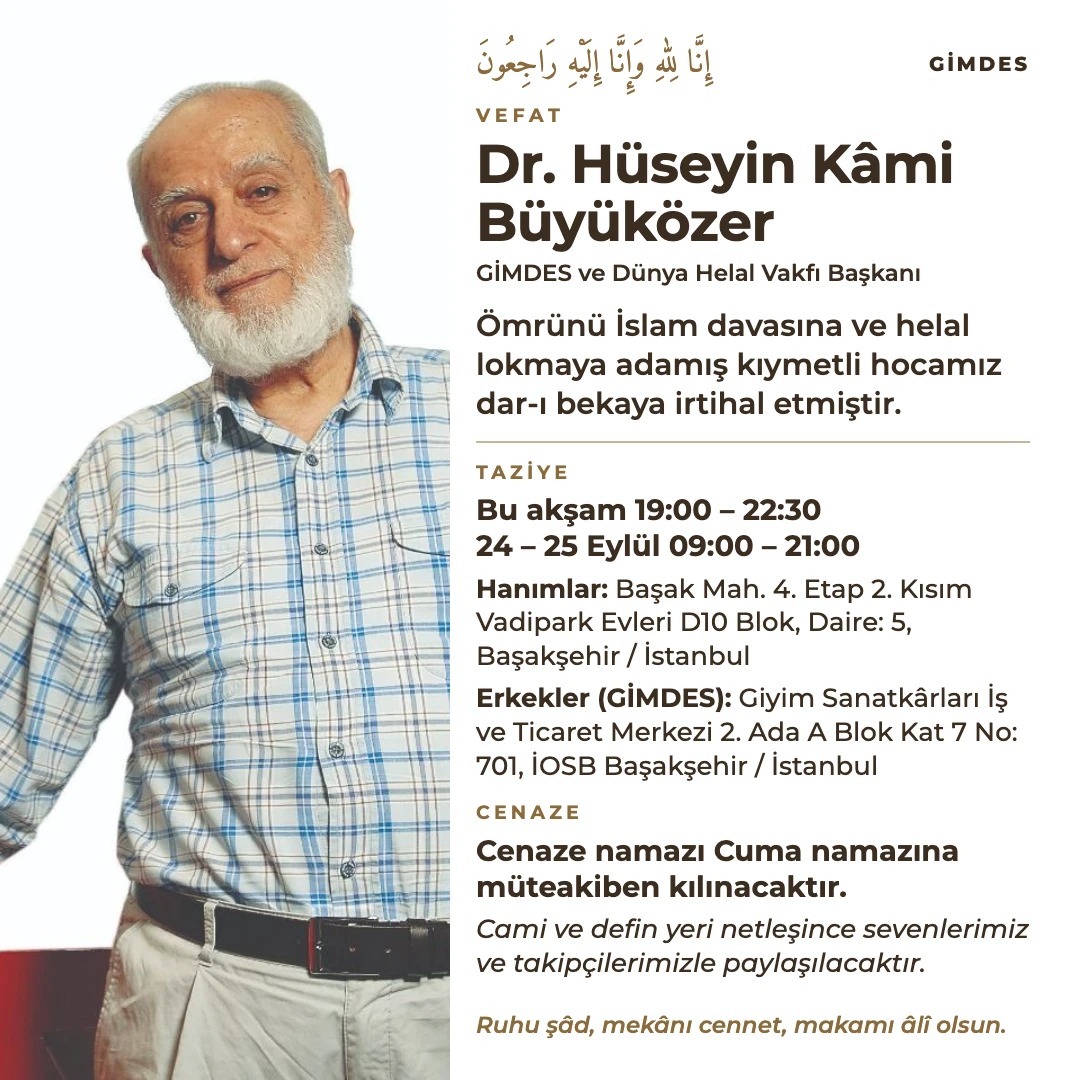 Dr. Hüseyin Kâmi Büyüközer vefat duyurusu