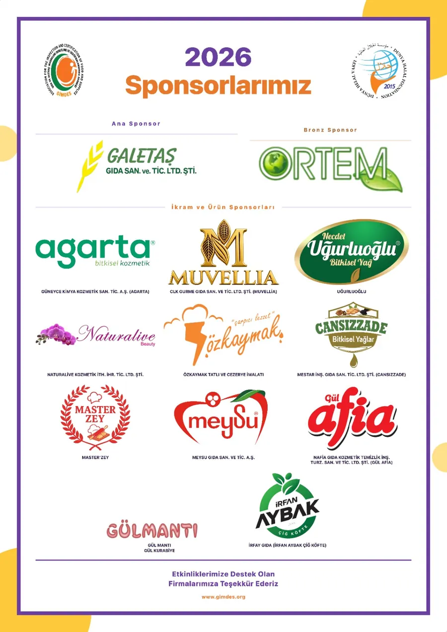 GİMDES ve Dünya Helal Vakfı 2026 yılı sponsorları teşekkür afişi